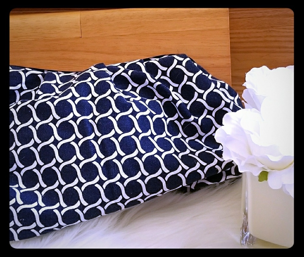 Old Navy Blue and White Patterned Clutch